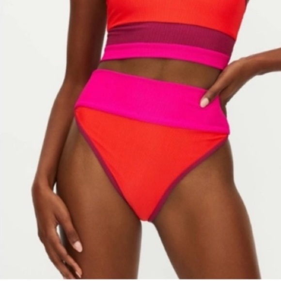 New! Beach Riot Emmy be mine colorblock high waisted bottom 24908 - Picture 1 of 9